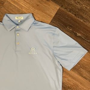 Peter Millar Summer Comfort Men’s Golf Polo Shirt Miura Golf Logo Sky Blue Sz M